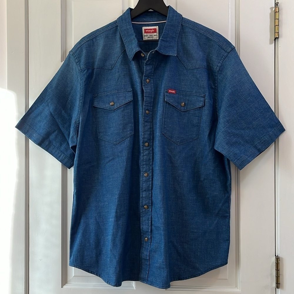 Wrangler Indigo Short Sleeve Western Button-Down Shirt